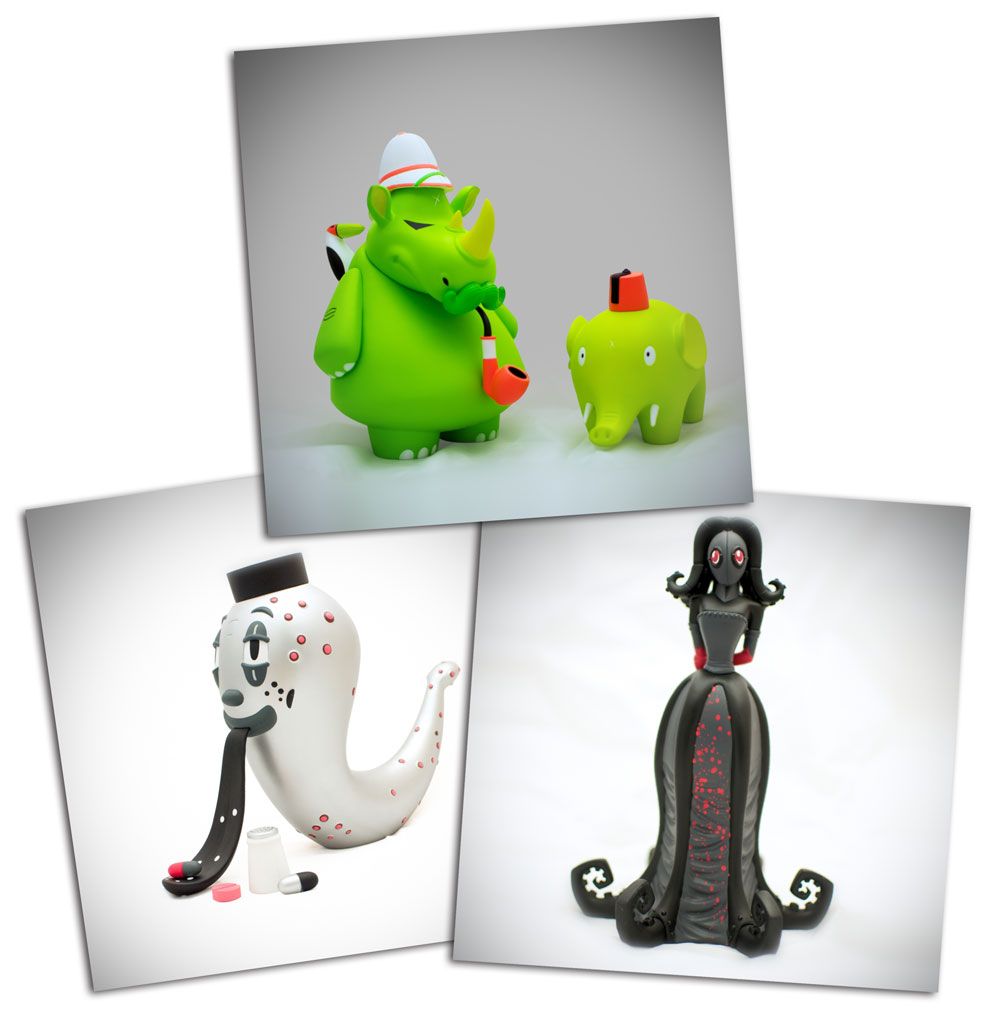 New colorways of Dok A.'s "Bella", Baseman's "Slugilicious", and Kozik